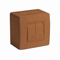 Коробка в сборе с 2-клавишным выключателем, коричневая (упак. 14шт) | код. 10001B |  DKC